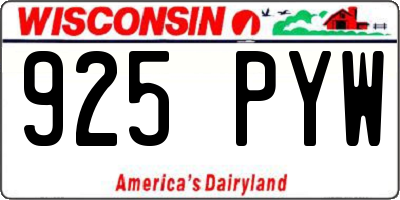 WI license plate 925PYW