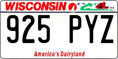 WI license plate 925PYZ