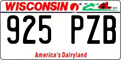 WI license plate 925PZB