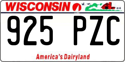 WI license plate 925PZC