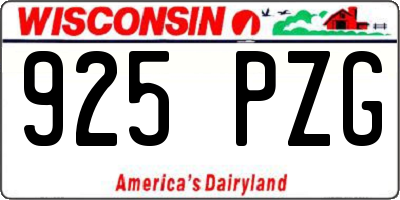 WI license plate 925PZG