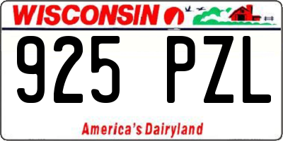 WI license plate 925PZL