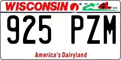 WI license plate 925PZM
