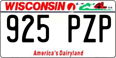 WI license plate 925PZP
