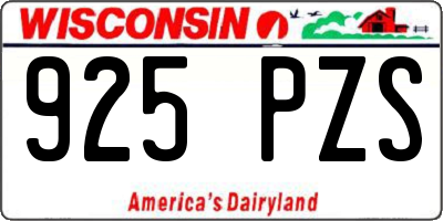 WI license plate 925PZS
