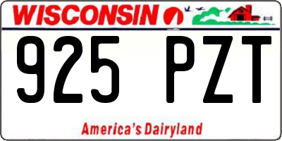 WI license plate 925PZT