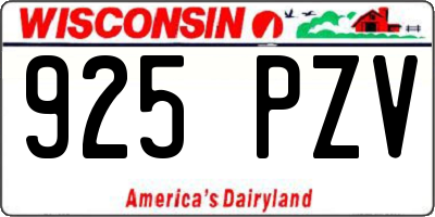 WI license plate 925PZV