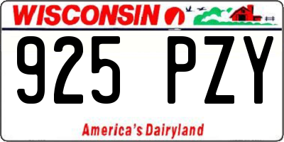 WI license plate 925PZY