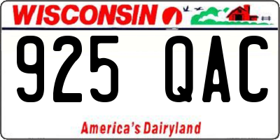 WI license plate 925QAC