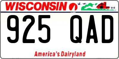 WI license plate 925QAD