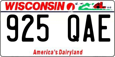 WI license plate 925QAE