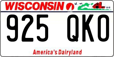 WI license plate 925QKO
