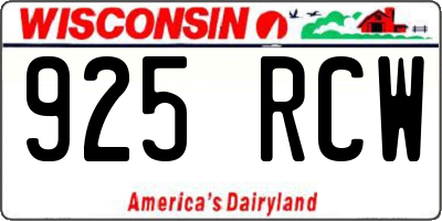 WI license plate 925RCW