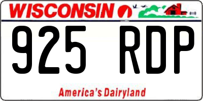 WI license plate 925RDP