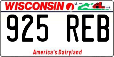 WI license plate 925REB
