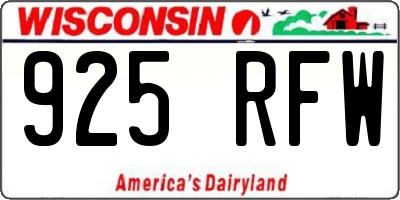 WI license plate 925RFW