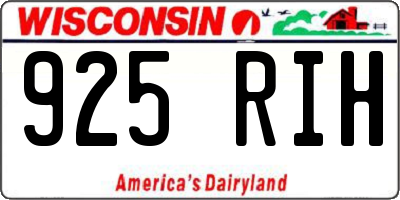 WI license plate 925RIH