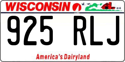 WI license plate 925RLJ