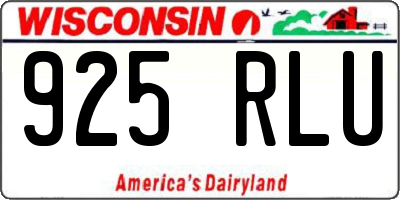 WI license plate 925RLU