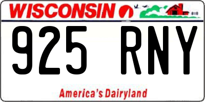 WI license plate 925RNY