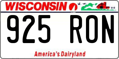 WI license plate 925RON
