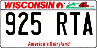 WI license plate 925RTA
