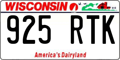 WI license plate 925RTK