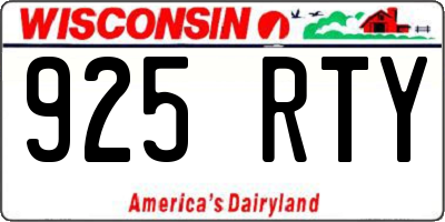 WI license plate 925RTY