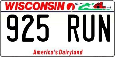 WI license plate 925RUN