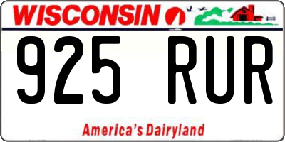 WI license plate 925RUR