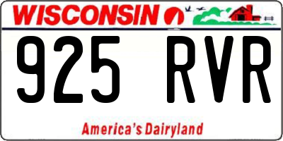 WI license plate 925RVR