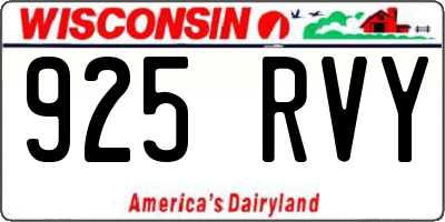 WI license plate 925RVY