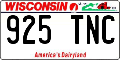 WI license plate 925TNC