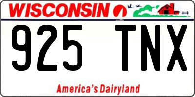 WI license plate 925TNX