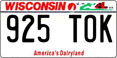 WI license plate 925TOK