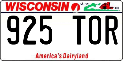 WI license plate 925TOR