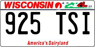 WI license plate 925TSI