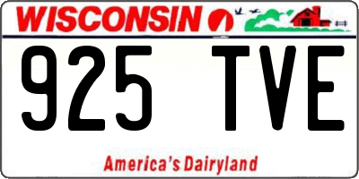 WI license plate 925TVE