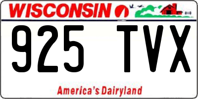 WI license plate 925TVX
