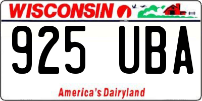 WI license plate 925UBA