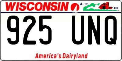 WI license plate 925UNQ