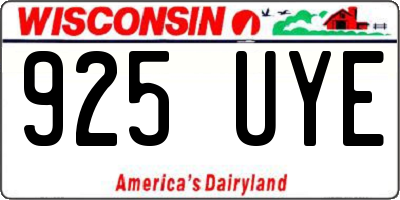 WI license plate 925UYE