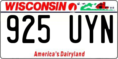 WI license plate 925UYN