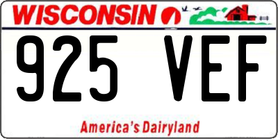 WI license plate 925VEF