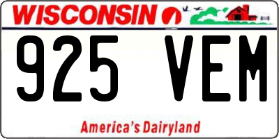 WI license plate 925VEM