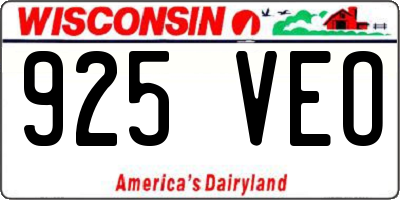 WI license plate 925VEO