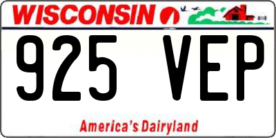 WI license plate 925VEP