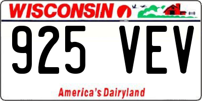 WI license plate 925VEV