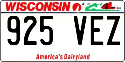 WI license plate 925VEZ