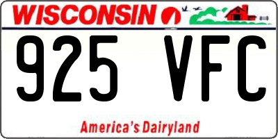 WI license plate 925VFC